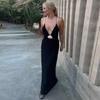2024 New European & American Summer Deep V-neck Backless Chiffon Maxi Dress for Women