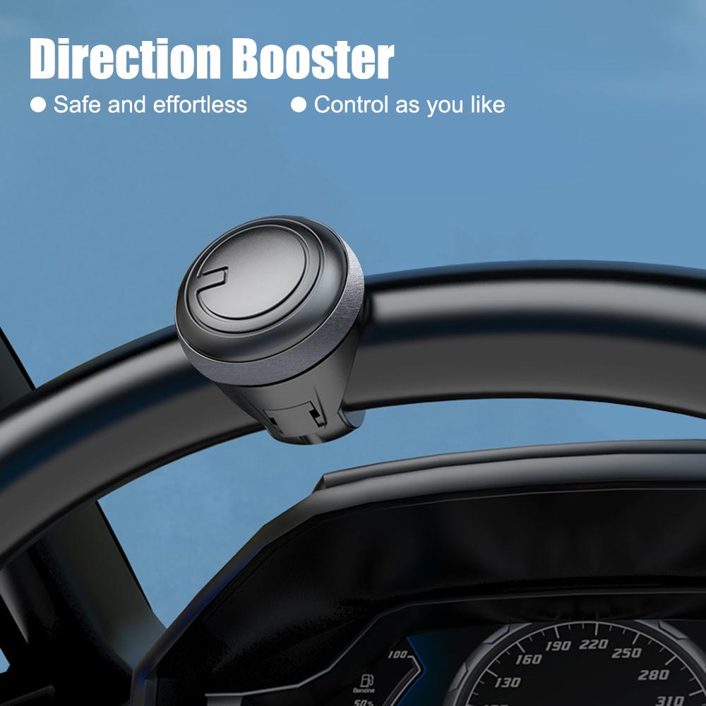 Metal Bearing Power Handle 360 Degree Rotation Turning Steering Wheel Booster Ball Shaped Spinner Knob Black