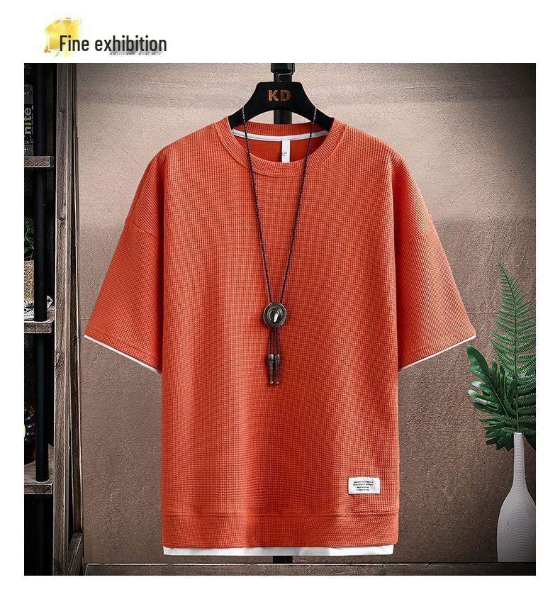 Heren Wafel Casual Sportkleding Set: T-shirt met korte mouwen & Trendy zomerse shorts