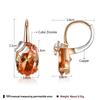 Amber Oval Zircon Dangle Earrings Elegant Gold Plated Jewelry for Women