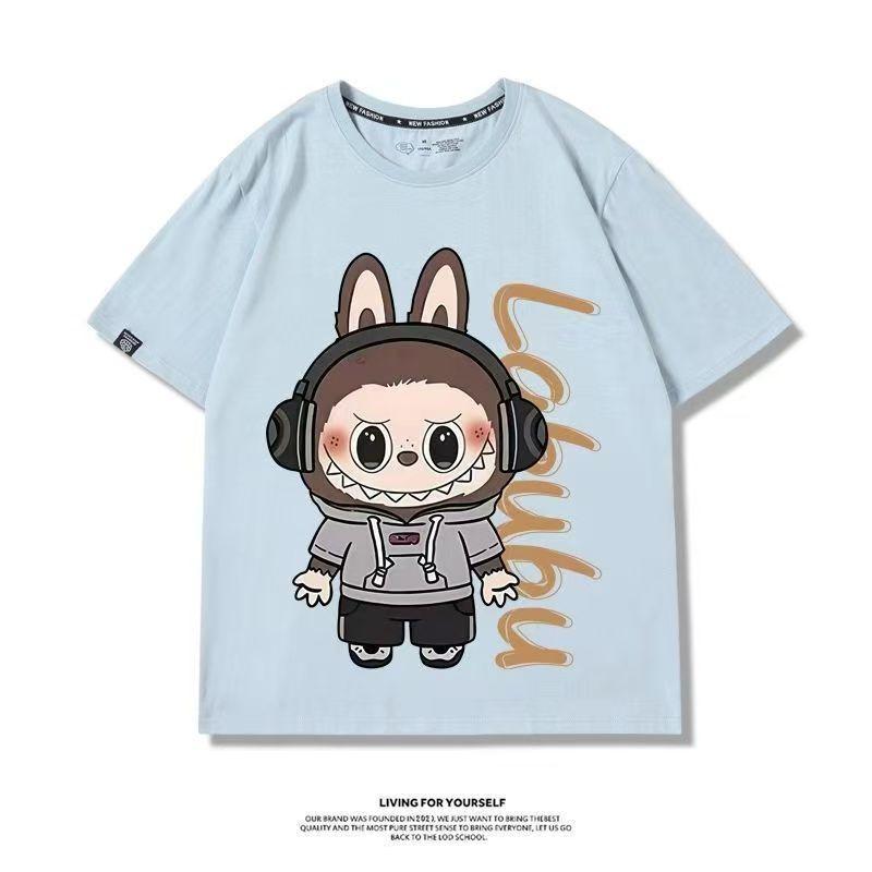 Kreslené tričko LABUBU s potiskem anime pro děti Zábavný top pro kluky a holky Dětský dárek