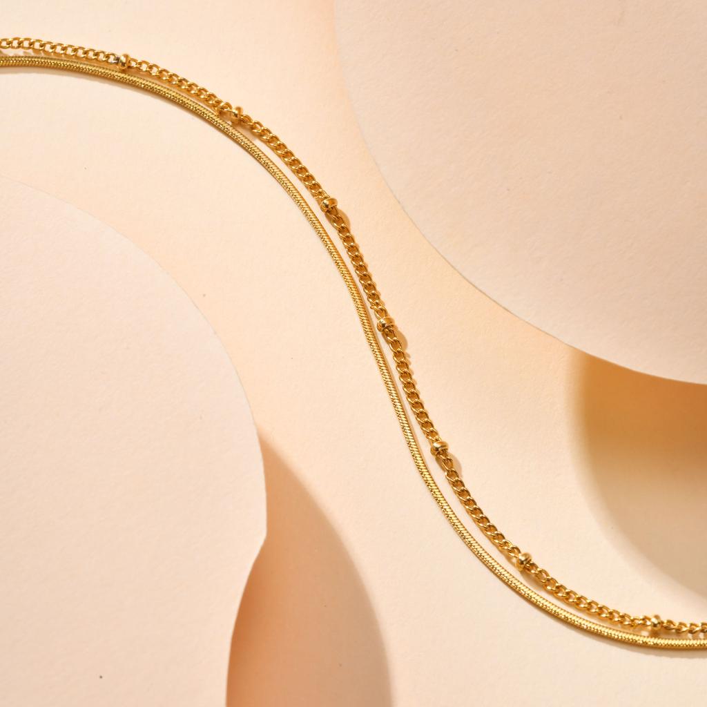 Women Anklet Summer Round Bead Chain Double Layered Square Snake Foot Chain,Simplicity Temperament Holidays Ankle Bracelet