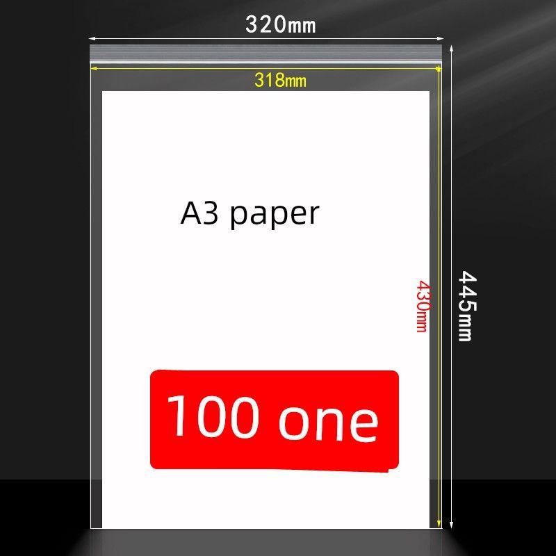 Moisture-Proof Transparent Plastic Large Zippered File Bag 100 Pieces/A3 Transparent Ziplock Bag