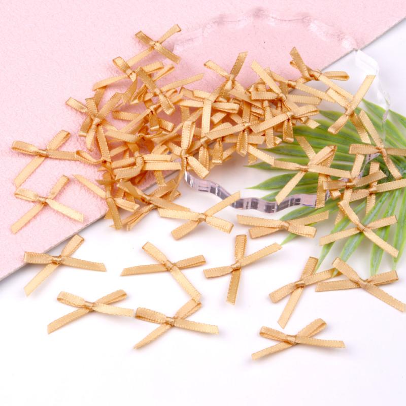 100pc 3cm Mini Ribbon Bows Flower for Sewing Appliques Crafts Decoration Hair Accessories Wedding Gift Box Ornament Supplies