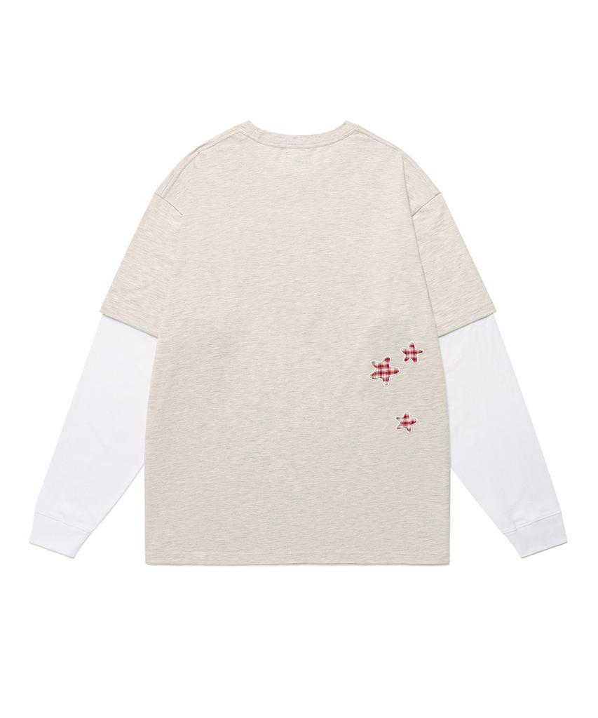 Cabisi Check Twin Star Layered Ls Tee Oatmeal(Cv2Ffut578A)