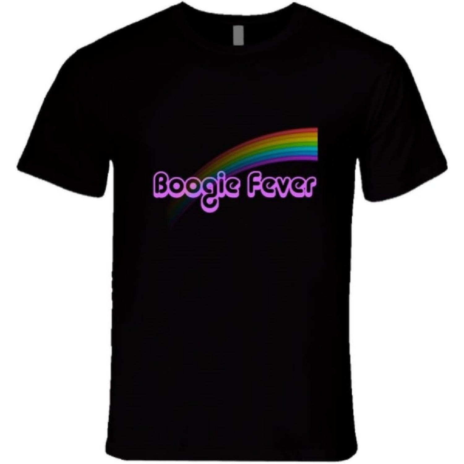 Boogie Fever t-shirt Disco t shirt Rainbow t-shirt 70 s t-shirt 2XL Black S