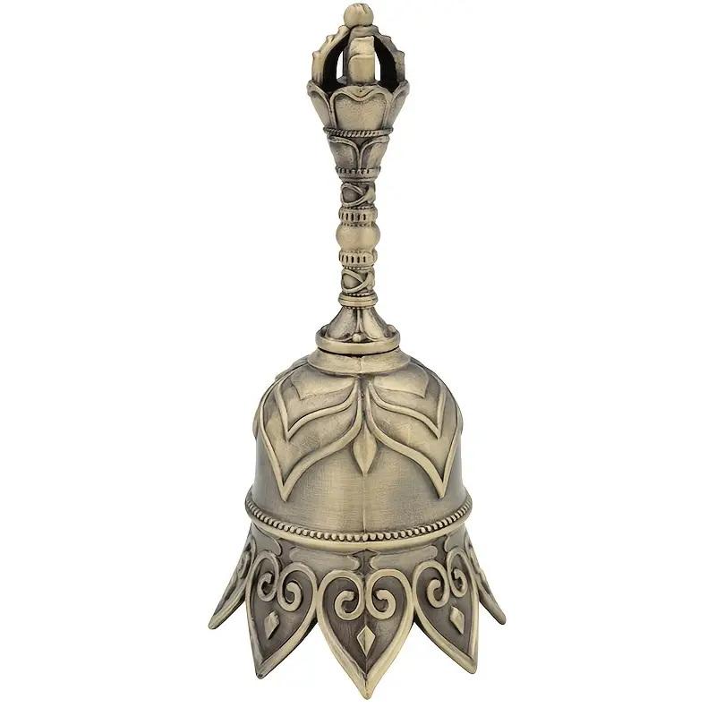 Vintage Elegant Lotus Bell Hand-cranked Copper Bell Temple Church Bell Old Man Bell Christmas Bell Hanging Home Decoration