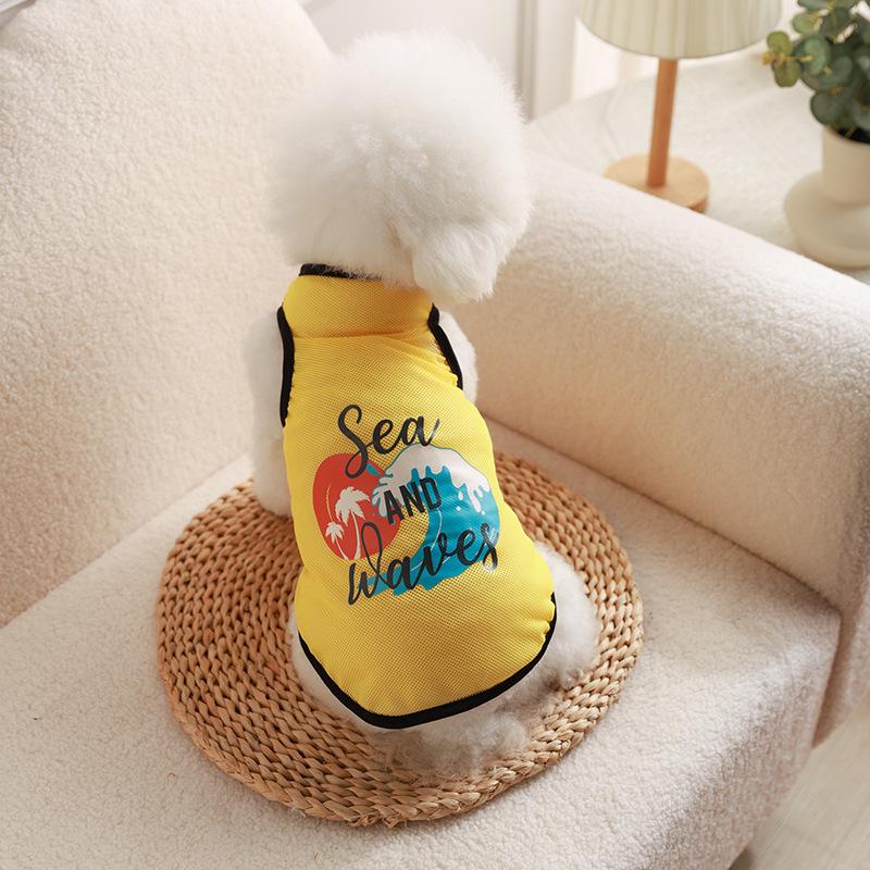 Summer Thin Printed Mesh Vest Cat Clothes Pet Vest Thin Corgi Teddy Pomeranian Dog Clothes