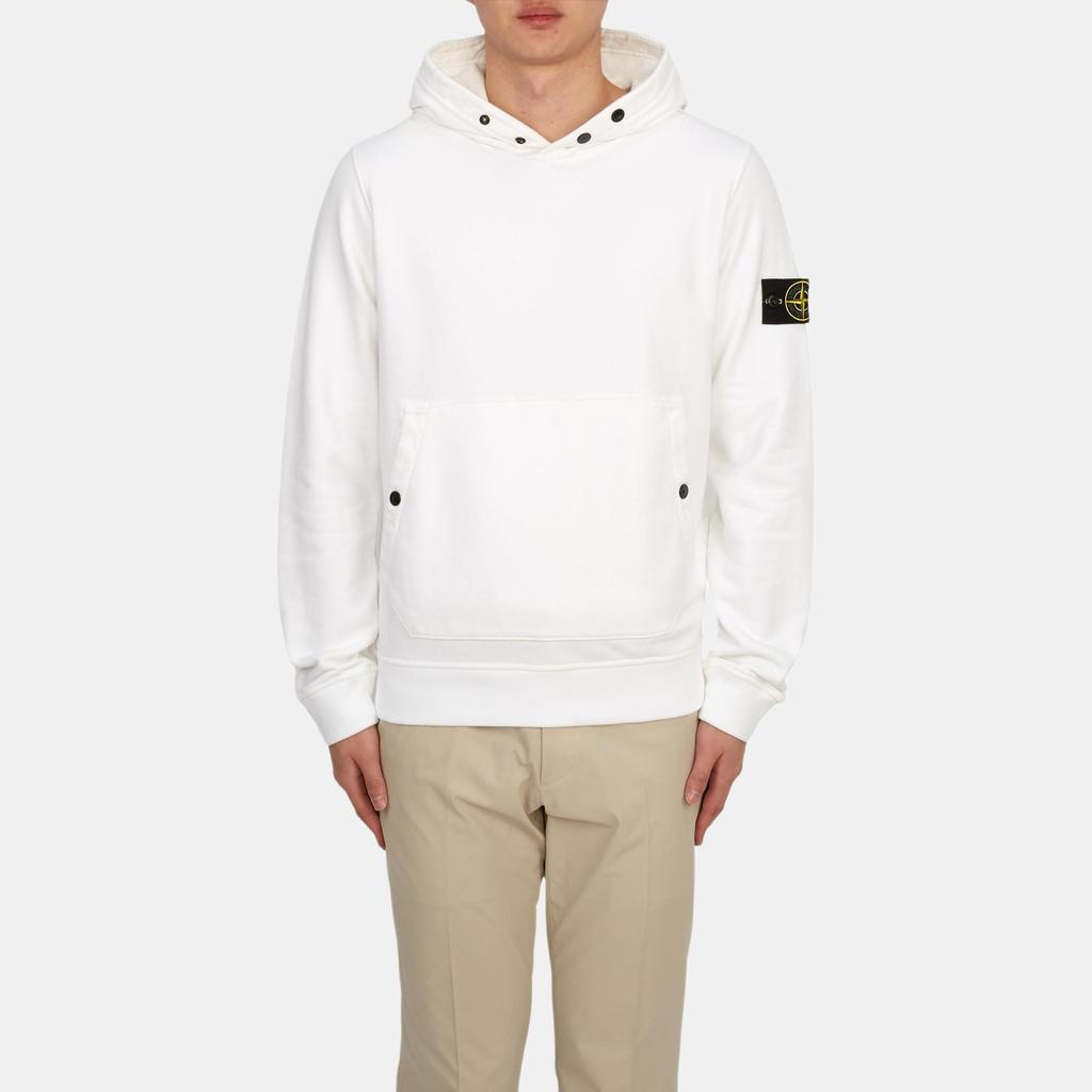 STONE ISLAND FW23 Einfarbiges Logo Kapuzenpullover Langarm Sweatshirt Herren sweatshirt Weiß 791561720-V0001