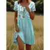 Abiti casual da donna con stampa floreale, manica corta, girocollo, per estate e primavera
