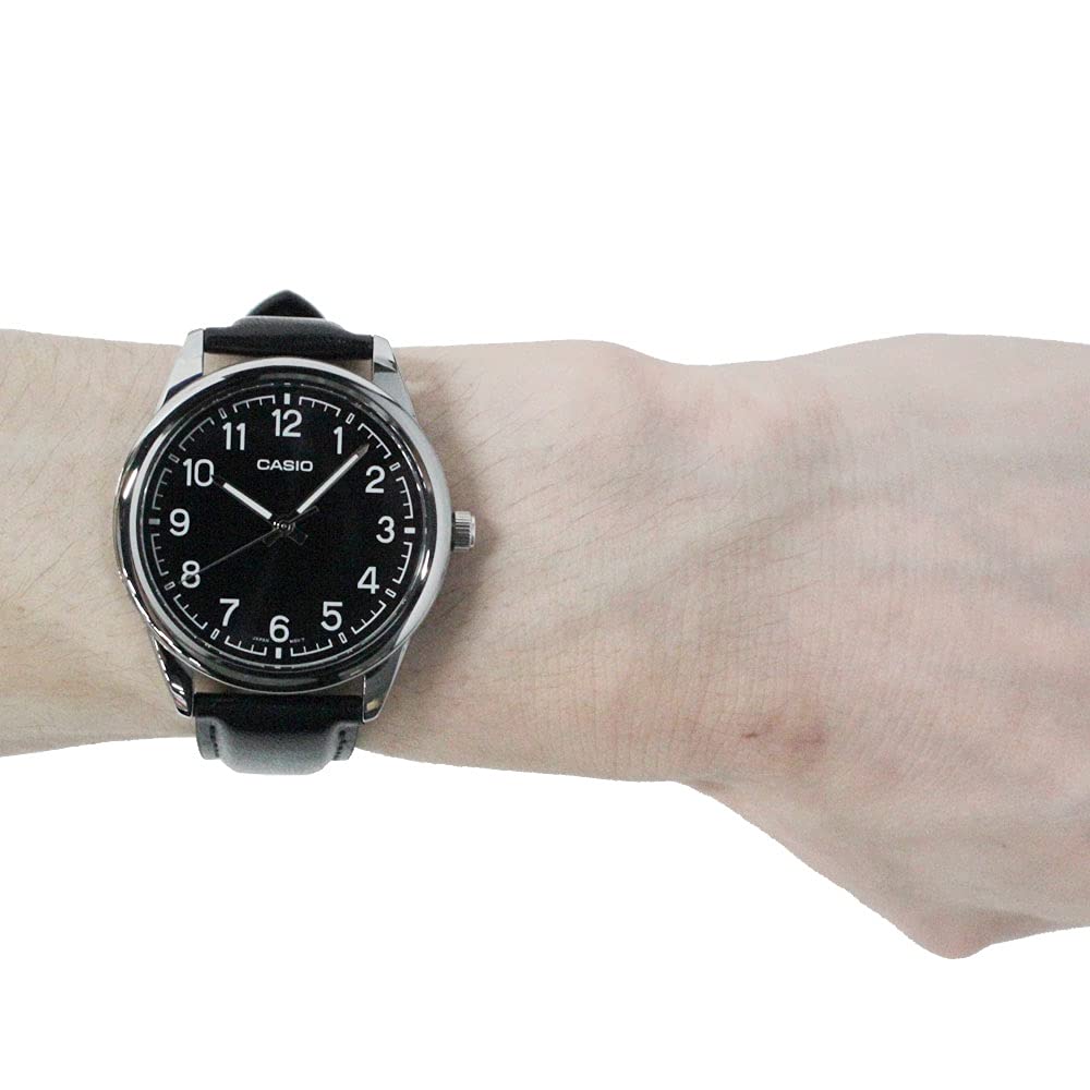 CASIO Casio Standard Dress Watch Analog Stainless Steel Leather Silver Black Men's MTP-V005L-1B4