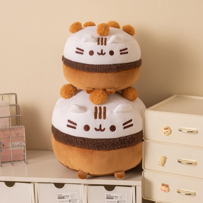 Kawaii Chocolate Ice Cream Fat Cat Plush Toy Stuffed Animal Pillow Ice Cream Cat Creative Gift Kids Birthday Gifts Sofa Decor