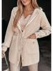 2024 Urban Fashion Hooded Woolen Coat with Drawstring Waist & Metal Buckle Zipper