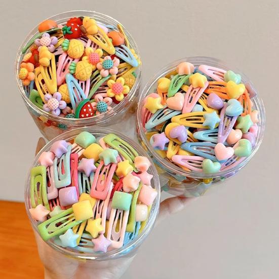 5/6Pcs Girl Hairpins Macaron Color Cartoon Fruit Flower Star Shapes Round Edge-Free Design Hair Clips Side Bang Hair