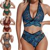 Sexy Lace Underwear Set Floral Lace Bralette And Panty Babydoll Outfits Halter Bra V Waist Briefs Women 2 Piece Underwear Set