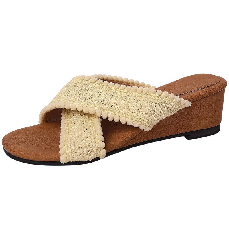 One-pedal Flat-bottomed Sandals Women's New Summer Outer Wear Casual Vacation Style Versatile Cross with Cool Slippers Tide
