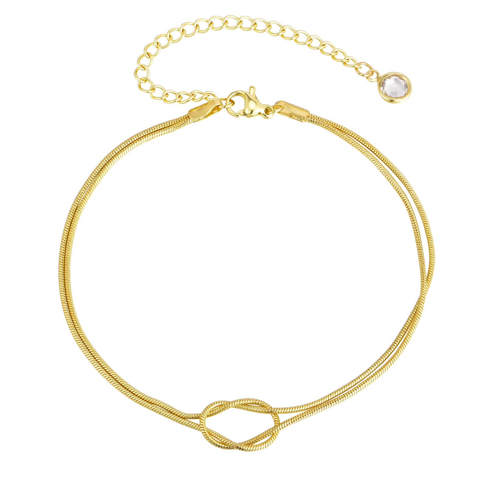 

Vnox Summer Round Snake Chain Knotted Ankle Gold Plated Chain Handmade Knot Waterproof Jewelry For Women Girls Simple Style