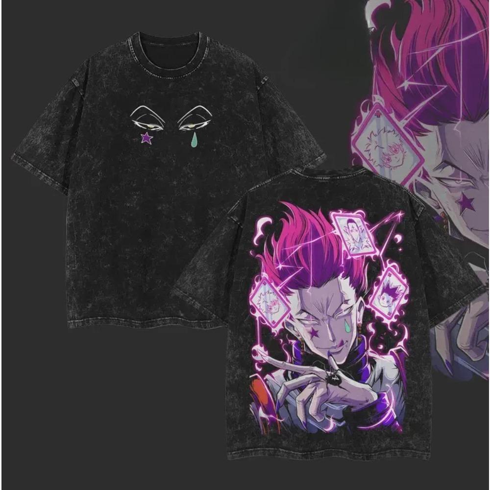 

Hisoka Hunter x Hunter Clothing Men Women Short Sleeve Manga T-shirts Vintage Washed T Shirt Casual Cotton Tee Harajuku Tshirt XXL чёрный
