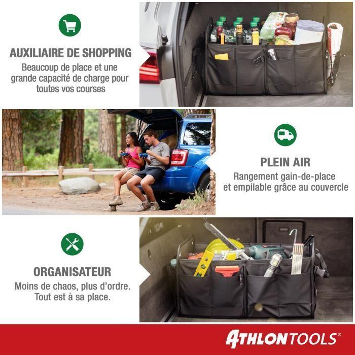 Sac de coffre - ATHLON TOOLS - Qualité supérieure - Noir - Compartiments variables - Transport sécurisé