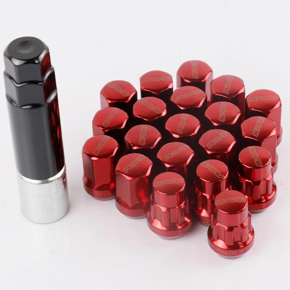 RAYS 17HEX Anti-Theft Security Steel Car Wheel Rims Lock Lug Nuts Closed End Nut 20pcs/set