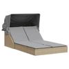 VidaXL Chaise longue double avec auvent et coussins beige poly rotin 368640