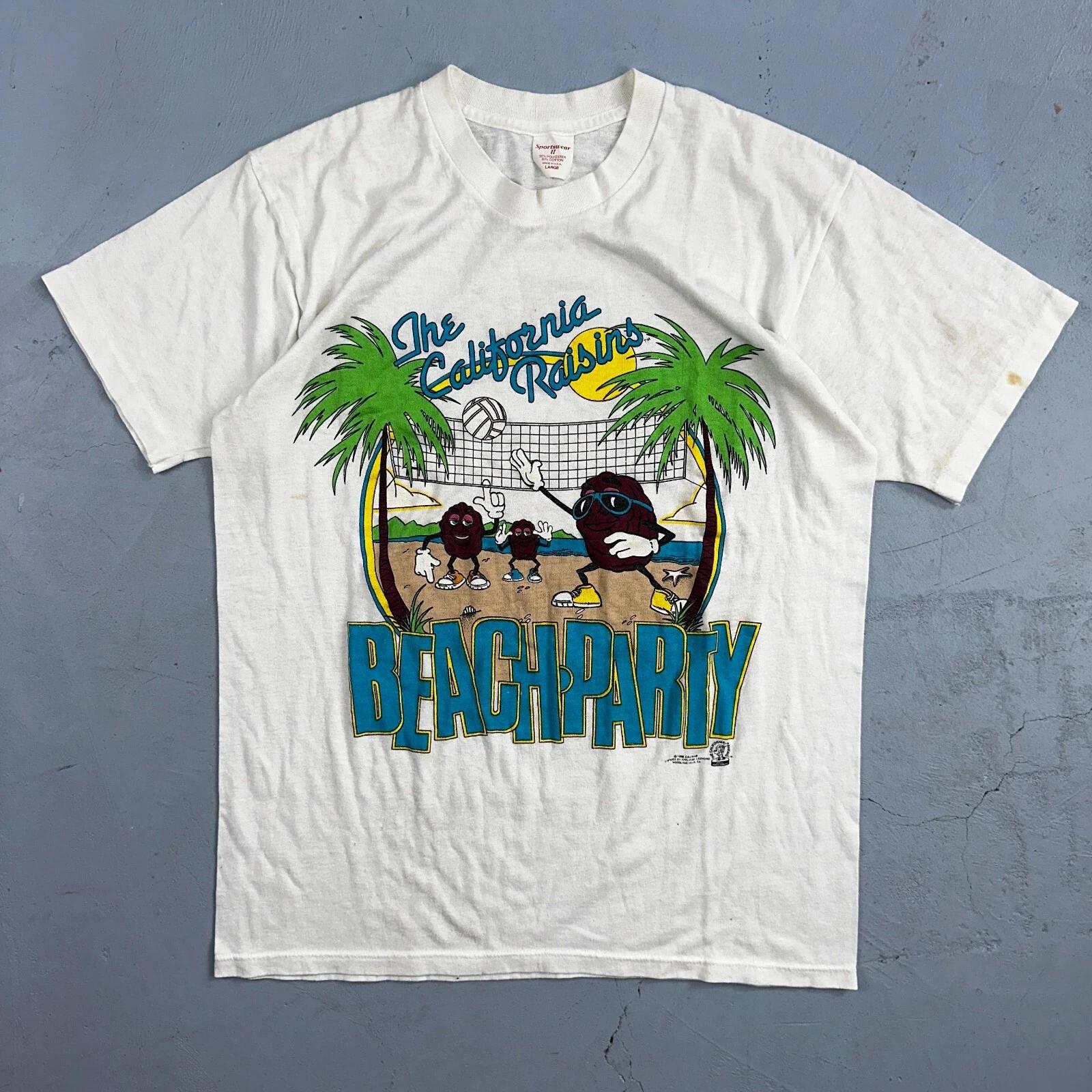 1988 The California Raisins VTG T Shirt Beach Party Volleyball Palm Trees 80s XL