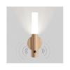 Luminária de Parede LED Madeira Vintage Lâmpada de Parede a Pilha Sensor de Movimento Recarregável por USB Luz Noturna Sem Fio Magnética Iluminação Infantil Luminária de Cabeceira Branco Quente [E