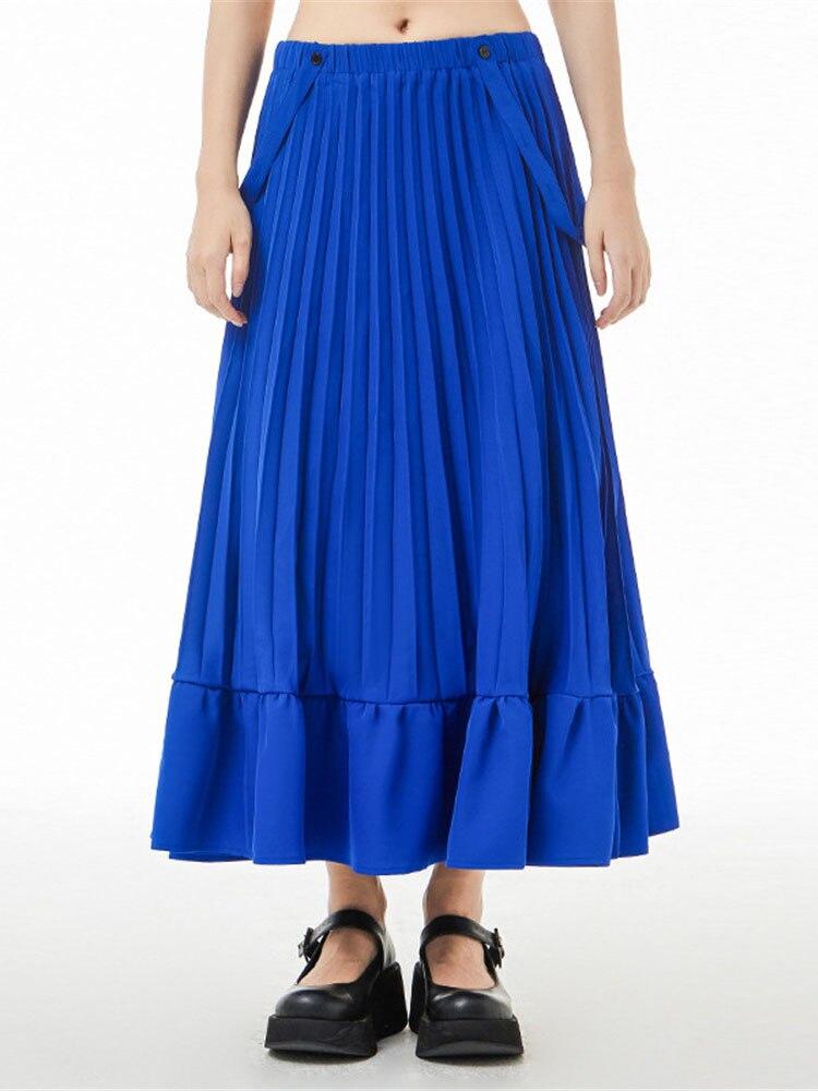 XITAO Solid Color Pleated Suspender Dress WLD8071