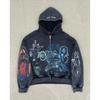 Halloween Vintage Distressed 3D Print Hoodie Streetwear Loose Fit Sweatshirt Teens
