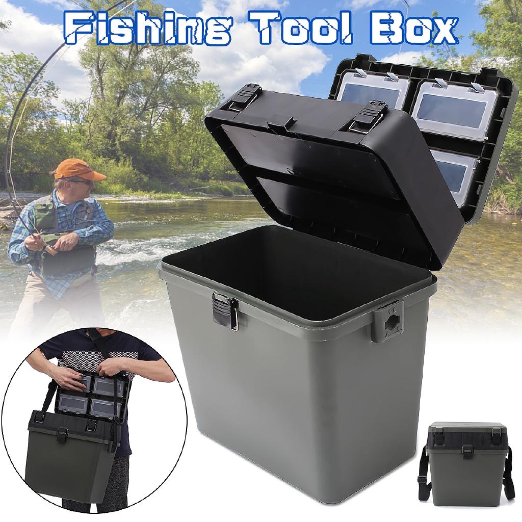 Large Capacity Fishing Lures Takcle Tool Accessories Storage Case Seat Box Fishing Tackle Box With Strap 380x230x390mm