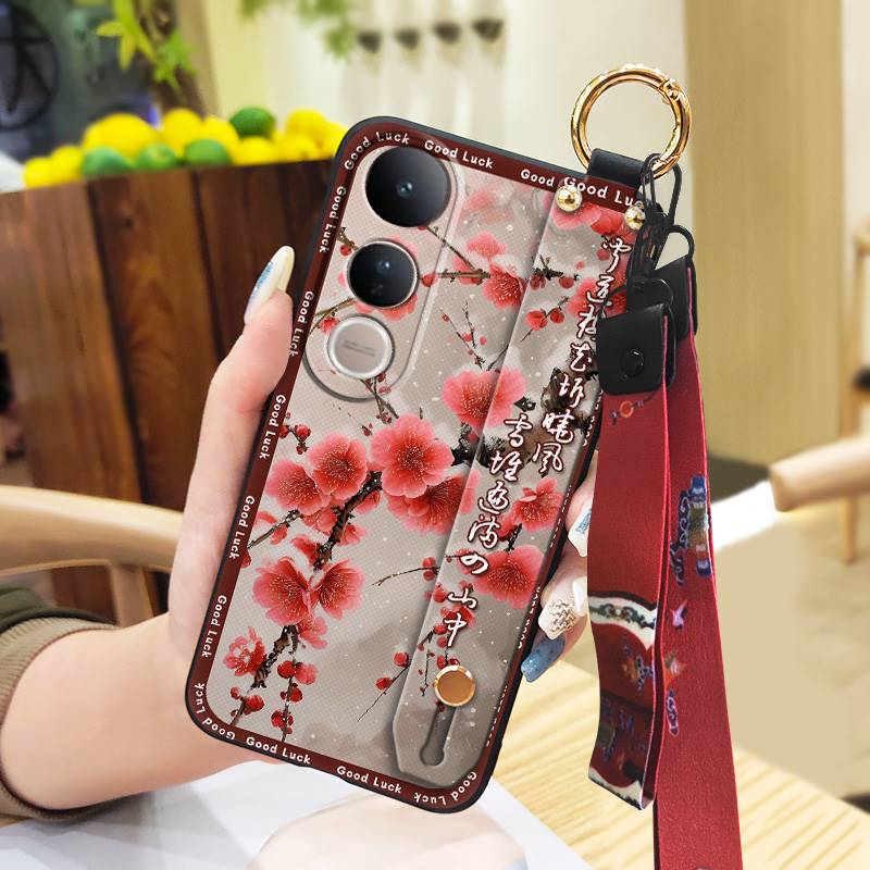 Elderly Lady Dirt-resistant Phone Case For VIVO V50 Lite 5G Global Waterproof Lanyard For Mom Silicone Back Cover Ring