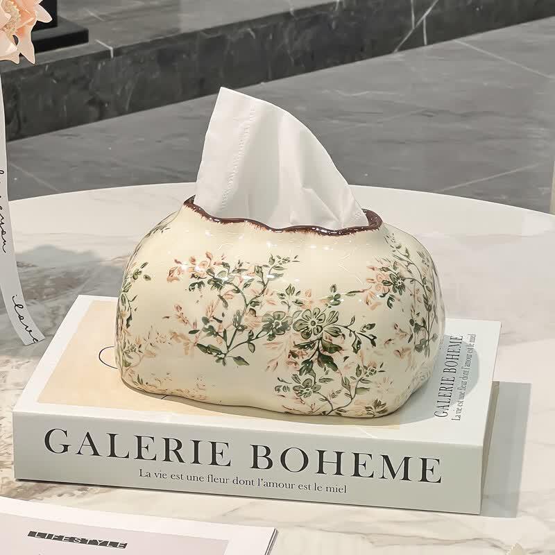 Pastoral Floral Ceramic Tissue Box