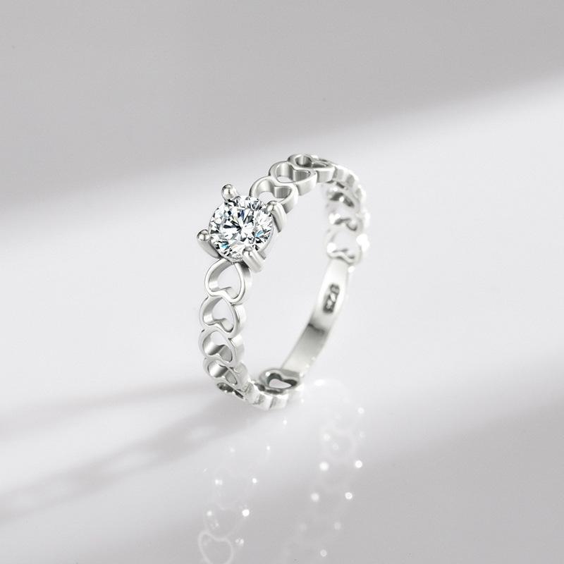 Tancise Classic 925 Sterling Silver  Zircon Ring Ladies Jewelry Wedding Promise Party Gift