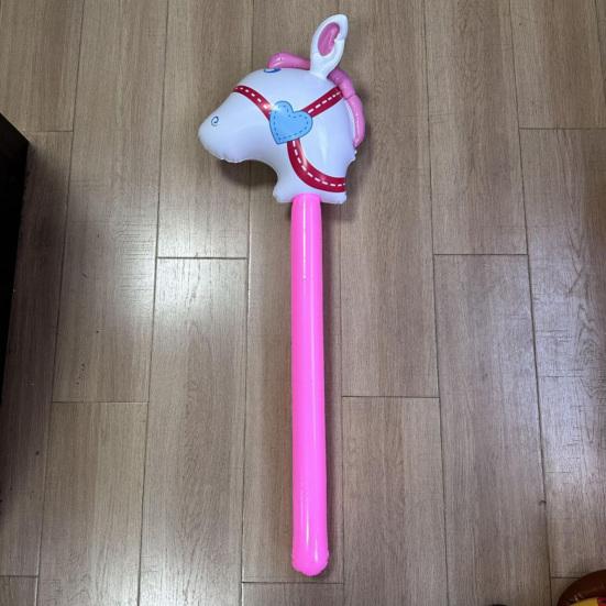 2Pcs Inflatable Stick Horse 39" PVC Kids Inflatable Horse Toy Easy Inflate Deflate Party Decoration for Horse Cowboy Carnival Christmas Birthday