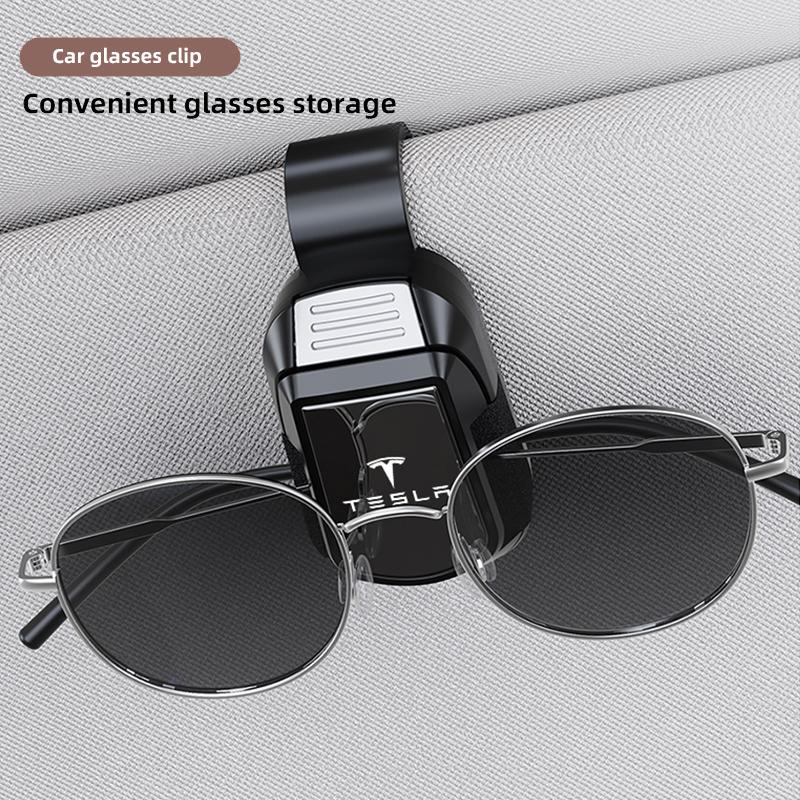 Car Glasses Sunglasses Storage Clip Sun Visor Clamp Holder Auto Sticker For Tesla Model Y Juniper Model 3 Model S Model X SpaceX