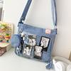 New Japanese niche pain bag sweet cool style two-dimensional denim middle school student transparent shoulder bag retro mailman bag