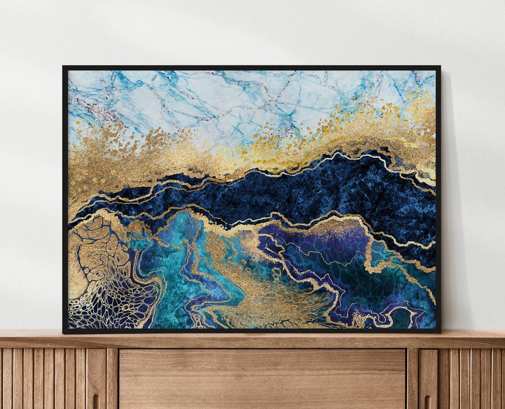 Poster Abstract Gold Blue Level