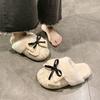 Comfortable home cotton slippers women's bow fluffy slippers wear autumn and winter new thick bottom versatile