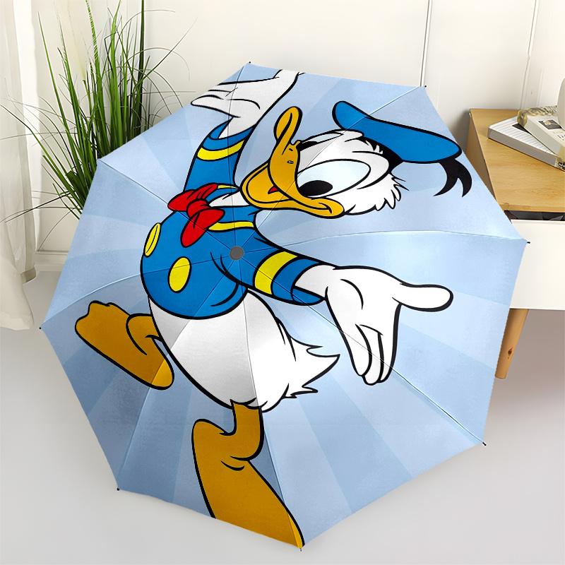 Donald Duck, Cartoon Character Automatic Opening and Closing Umbrella, Compact Travel Umbrella, Lightweight and Portable, Suitable for Beach