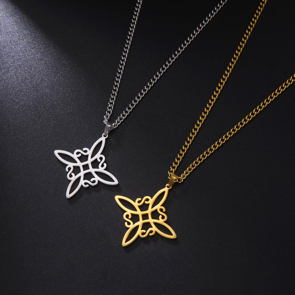 Celtic Knot Titanium Steel Pendant with Cutout Design Square Shape Food Grade Necklace for Women