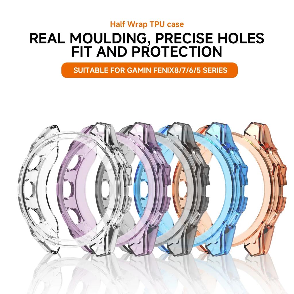 TPU Case+Tempered Glass For Garmin Fenix 8 51mm 43mm 47mm Screen Protector Silicone Anti-scratch Bumper for Fenix 8 Accessories