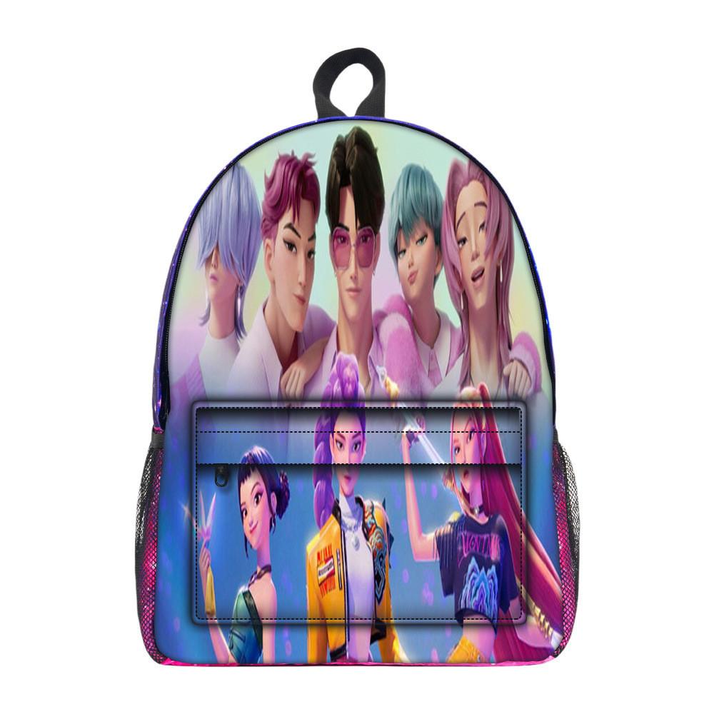 Kpop Demon Hunters Cartoon Pattern Oxford Cloth Student Backpack