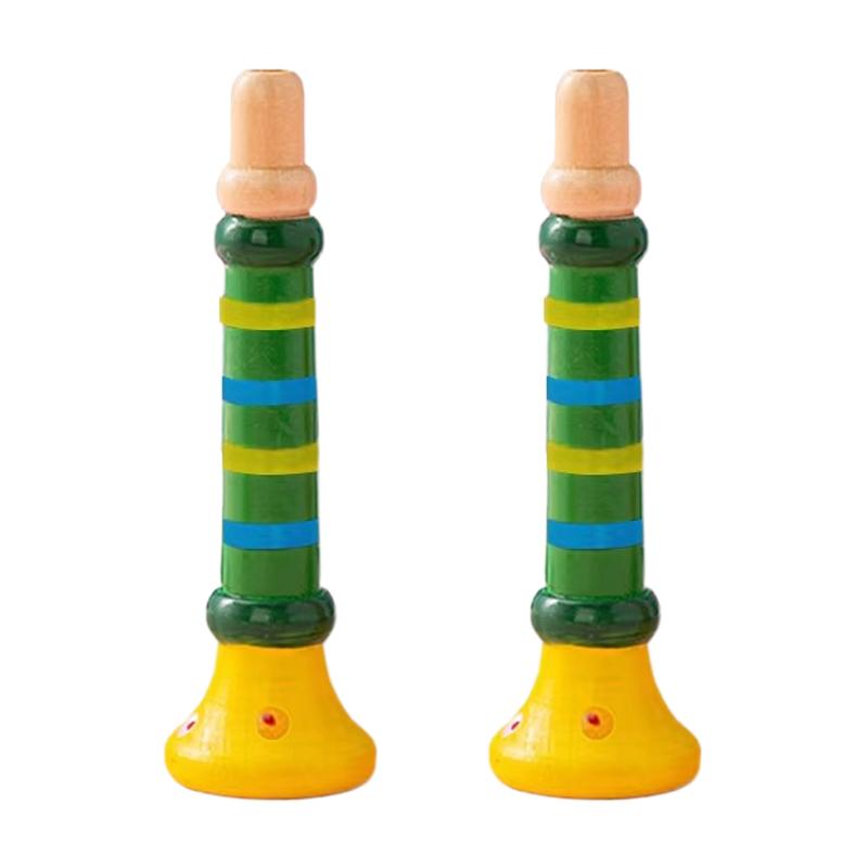 2 Stück Holz Trompeten Pfeife Horn Musikinstrument Festival Party Aufführungs Requisiten für Anfänger Unterhaltungszubehör TMZ