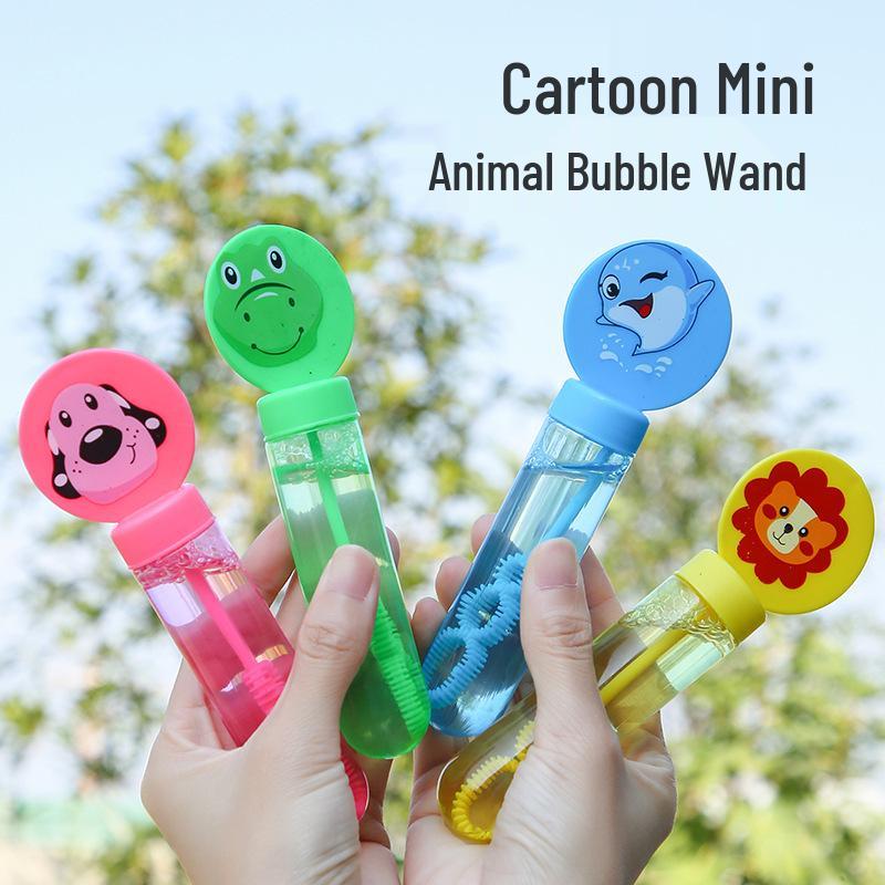 Mini Animal Bubble Wand Toy - Portable Bubble Blower & Solution for Kids