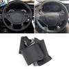 For Hyundai Sonata 9 2015 2016 2017 (4-Spoke) Hand Stitched Perforated Leather Car-styling Inner Steering Wheel Cover Trim Black