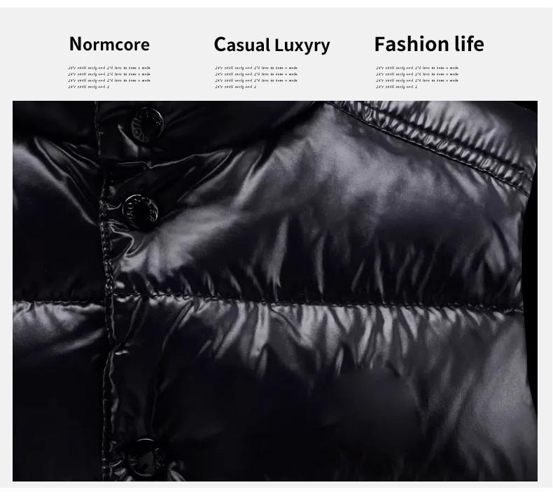 2023 Unisex Błyszcząca Ciepła Kamizelka Puchowa Bez Prania z Odpinanym Kołnierzem Stójką