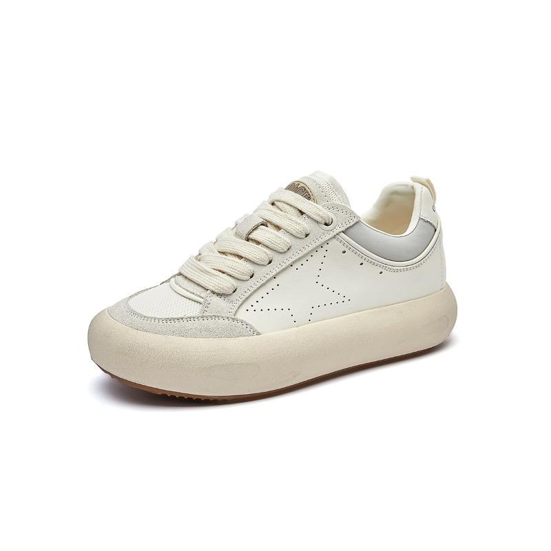 Leather old little white shoes women's autumn new women's single shoes thick baseplate shoes casual versatile star women's shoes