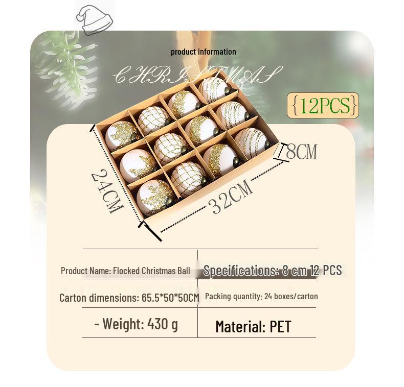 Painted Plastic Christmas Tree Ornaments Set - 8cm Balls Available in 9pcs or 12pcs