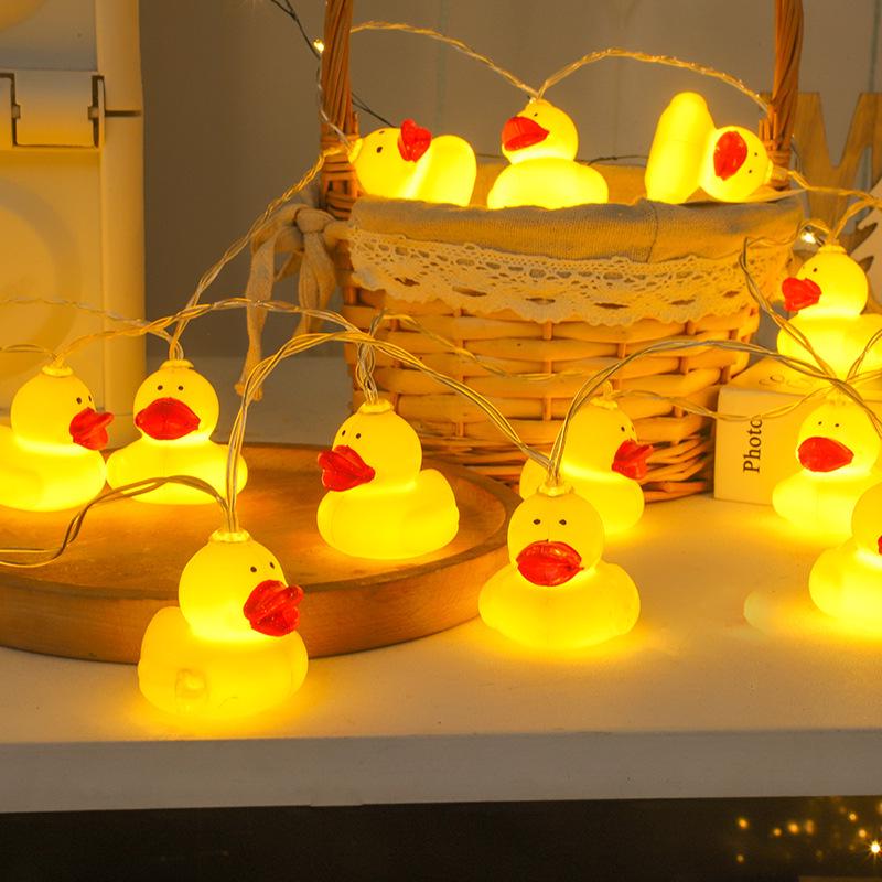 LED Battery Box String Lights: White Cloud, Chick, and Duck Design 3-cell battery box with flash