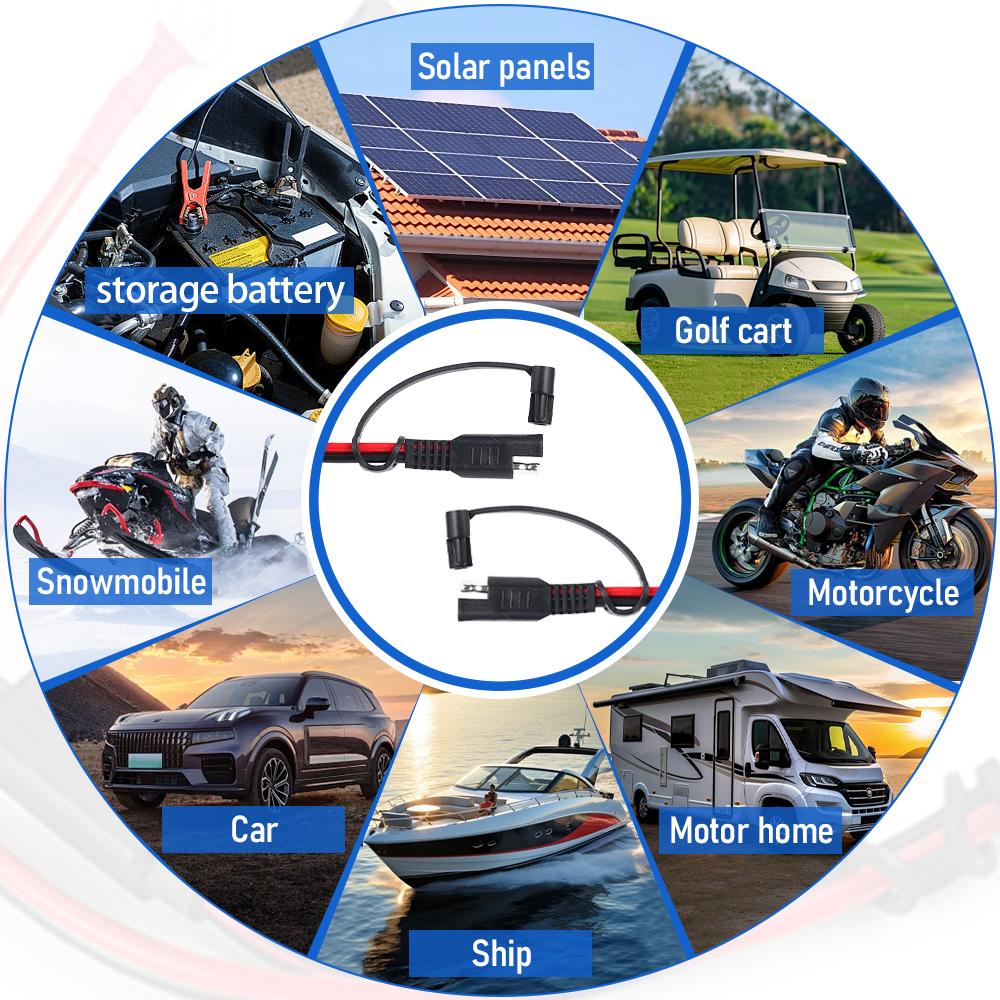 14AWG Battery Charging Cable SAE To SAE 12V-36V Solar Plug Cord Car Extension Cable Waterproof Solar Vehicle Battery Power Cable